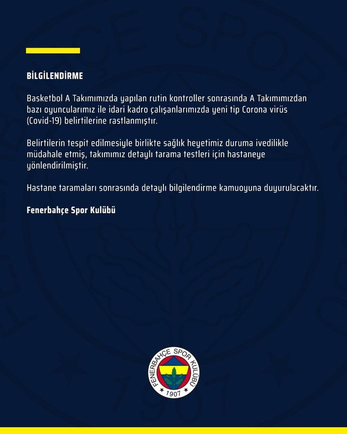 Fenerbahçe Beko\'da korona virüs!