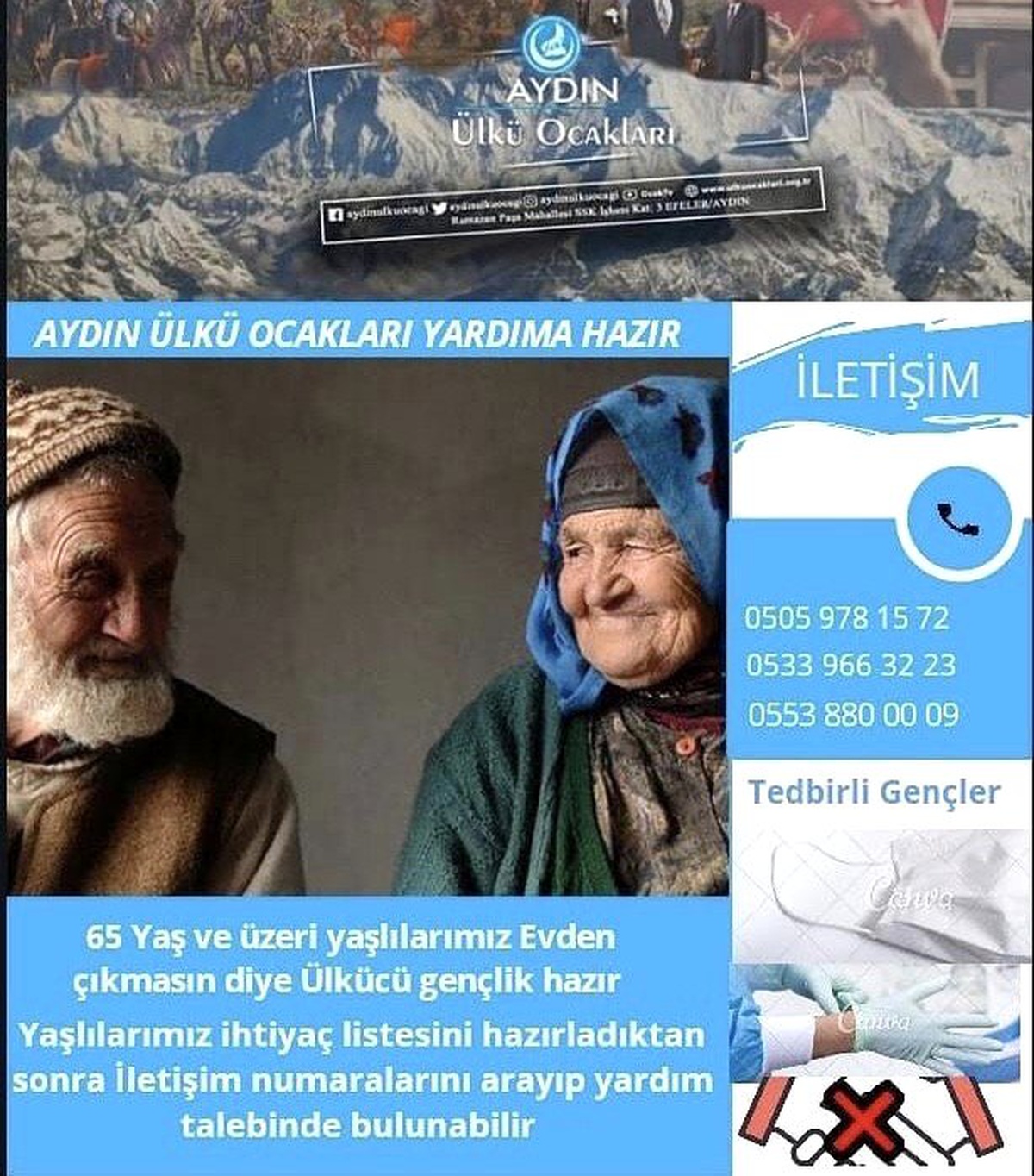 Aydın Ülkü Ocakları yaşlılar için yardıma hazır