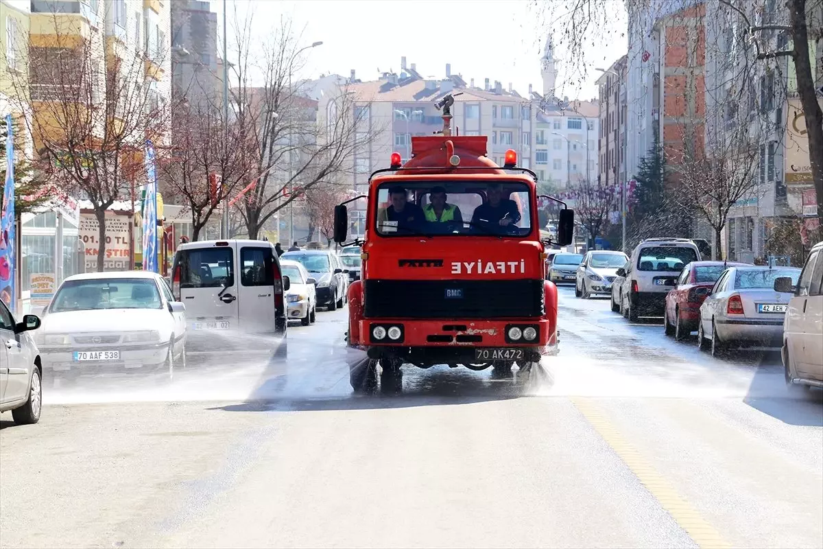 Karaman Belediyesinin koronavirüse karşı tedbirleri sürüyor