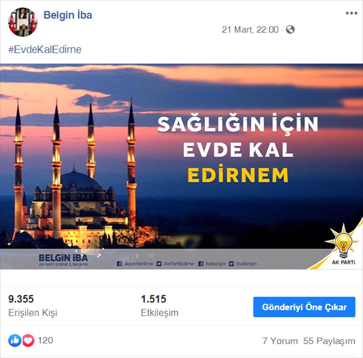 AK Parti Edirne İl Başkanlığı "Evde Kal Edirne" klibi hazırladı