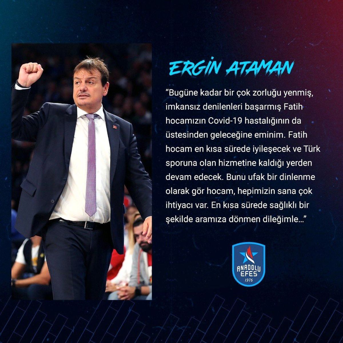 Ergin Ataman\'dan Fatih Terim\'e geçmiş olsun mesajı