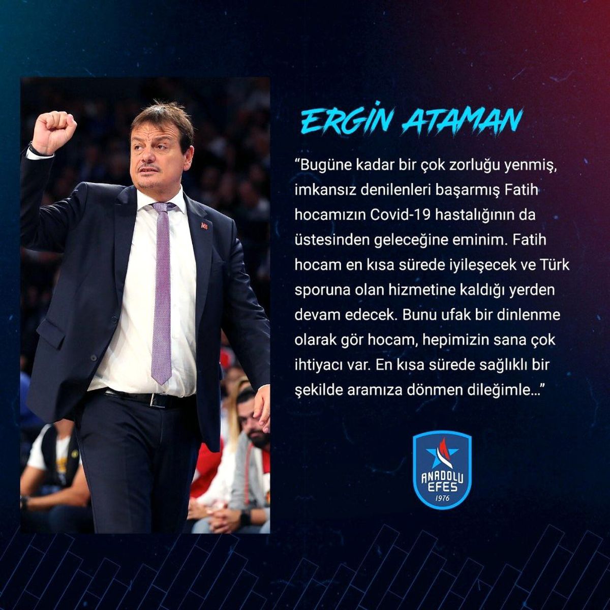 Ergin Ataman\'dan Fatih Terim\'e geçmiş olsun mesajı
