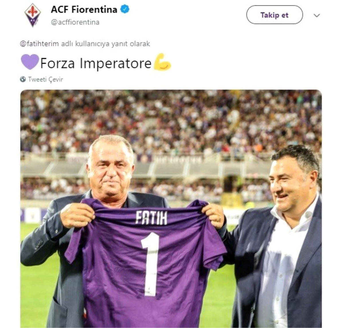 Fiorentina\'dan Fatih Terim\'e destek mesajı