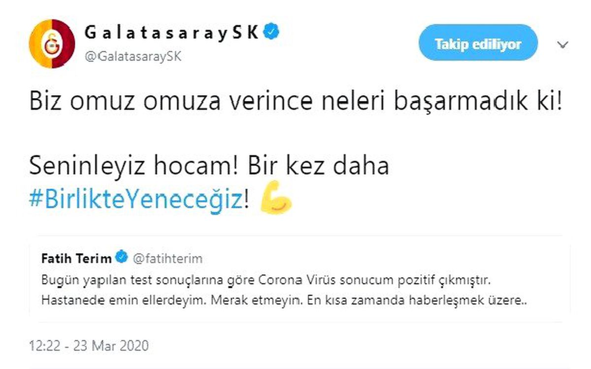 Galatasaray\'dan Fatih Terim\'e destek mesajı