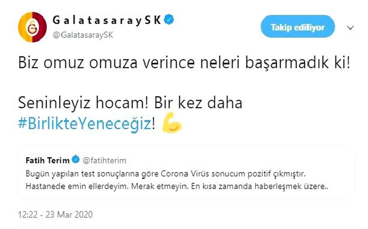 Galatasaray\'dan Fatih Terim\'e destek mesajı