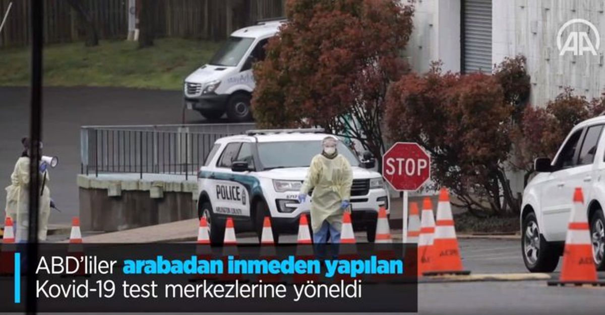 ABD\'liler arabadan inmeden yapılan Kovid-19 test merkezlerine yöneldi