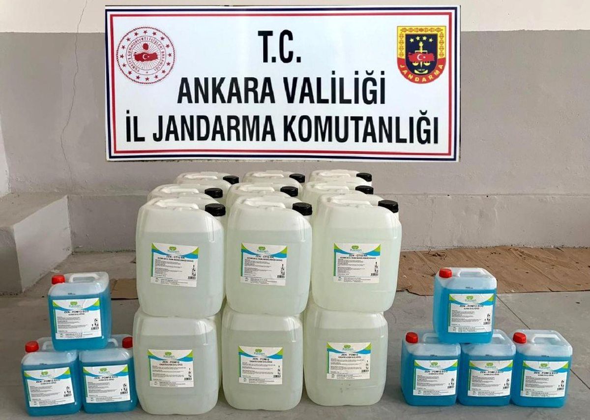 Ankara\'da 395 litre kaçak antiseptik dezenfektan ele geçirildi