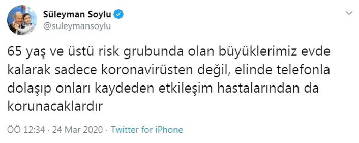 Bakan Soylu: Büyüklerimiz evde kalarak, etkileşim hastalarından da korunacak