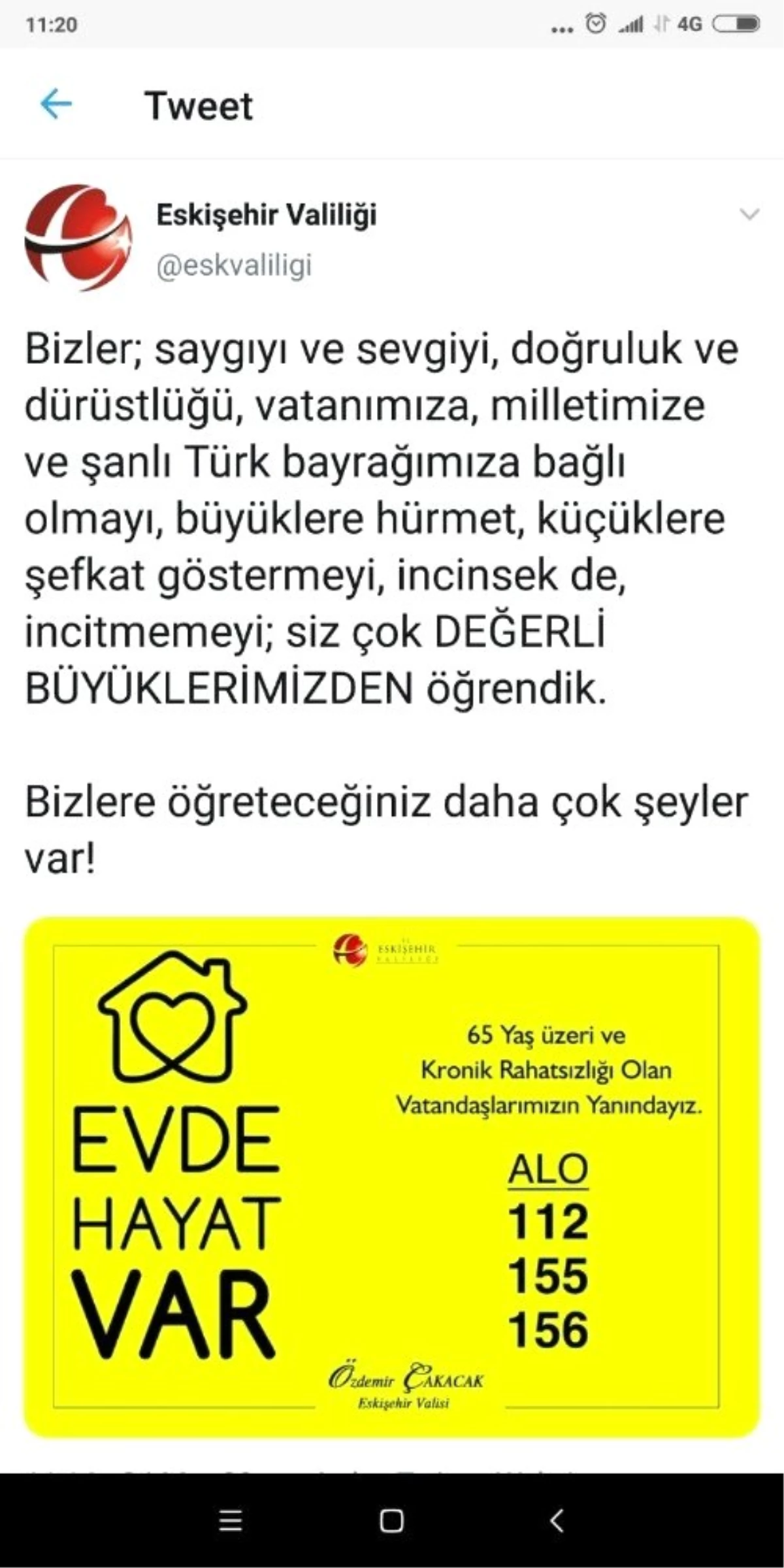 Eskişehir Valisi Çakacak\'tan anlamlı tweetler