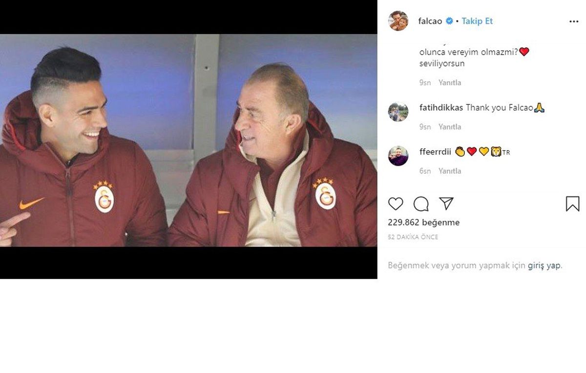 Falcao\'dan Terim\'e mesaj: "Daha iyi dönmeni diliyorum"
