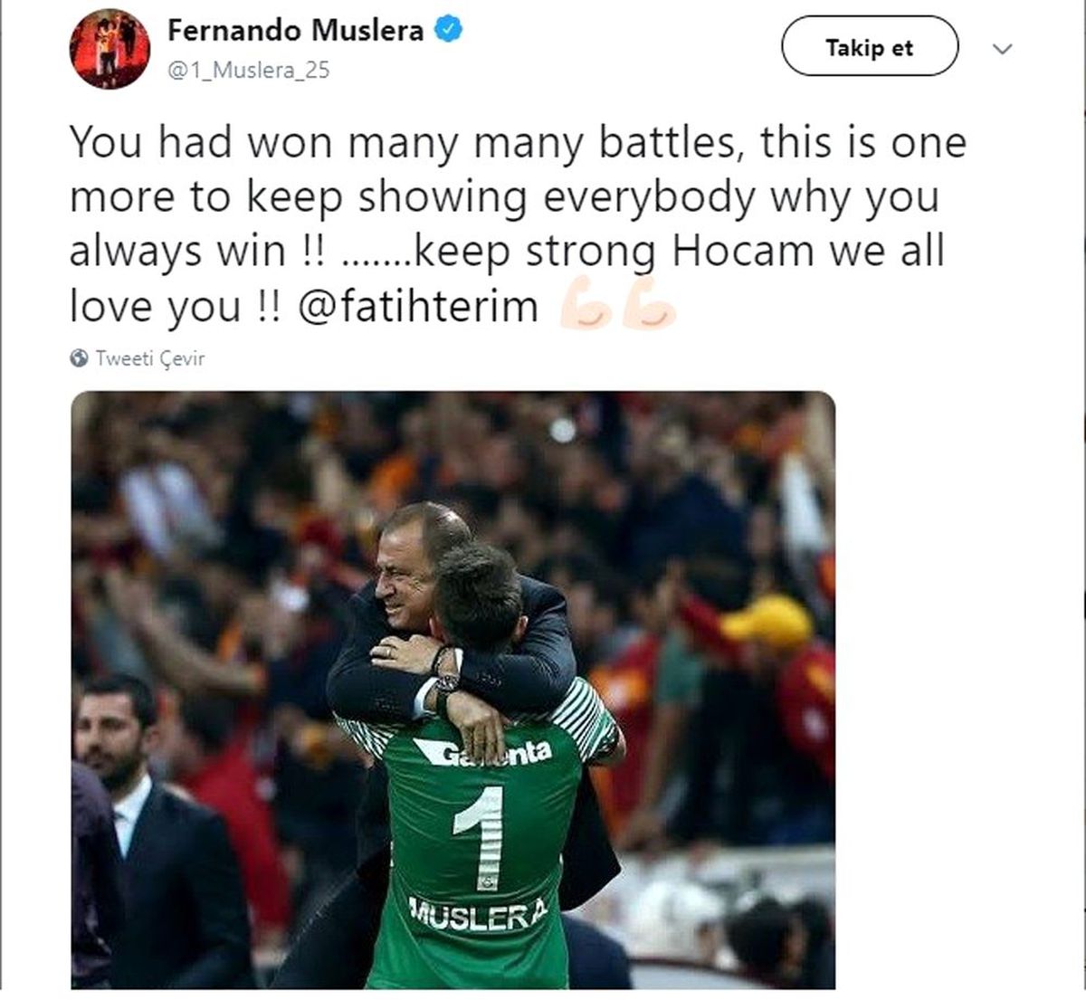 Muslera\'dan Terim\'e destek mesajı