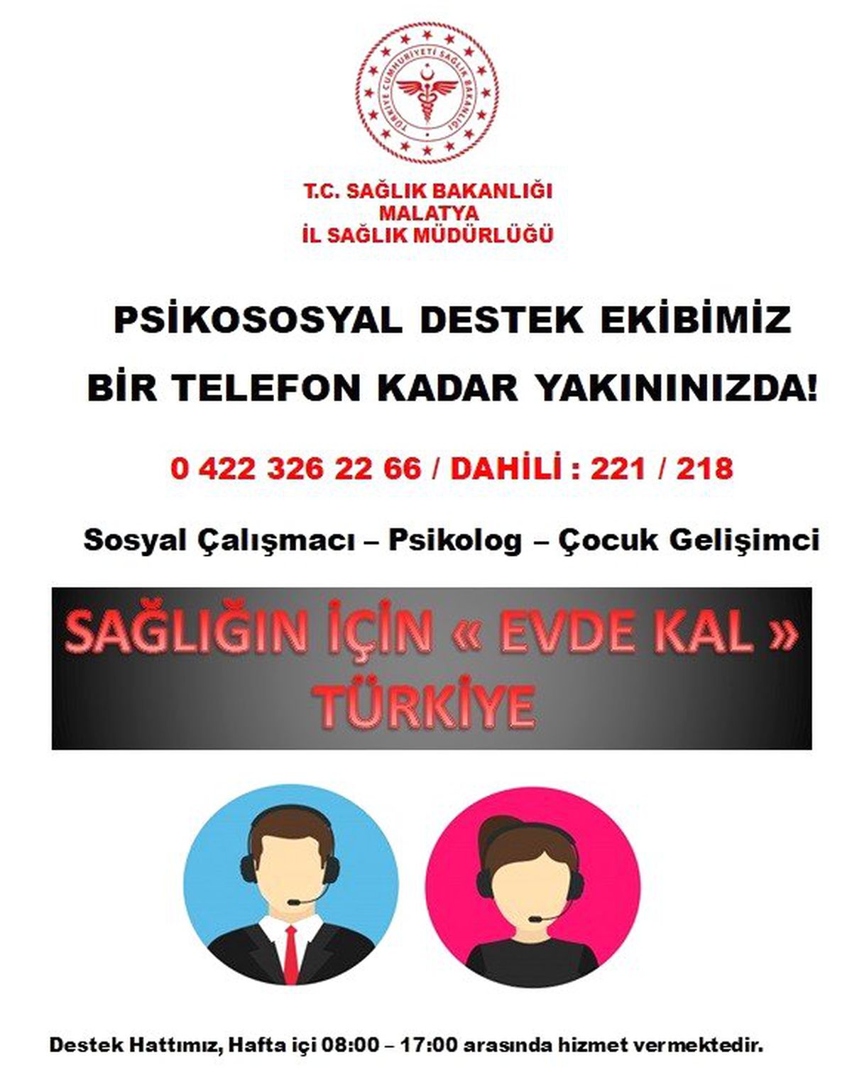 Psikososyal destek ekibi bir telefon kadar yakında