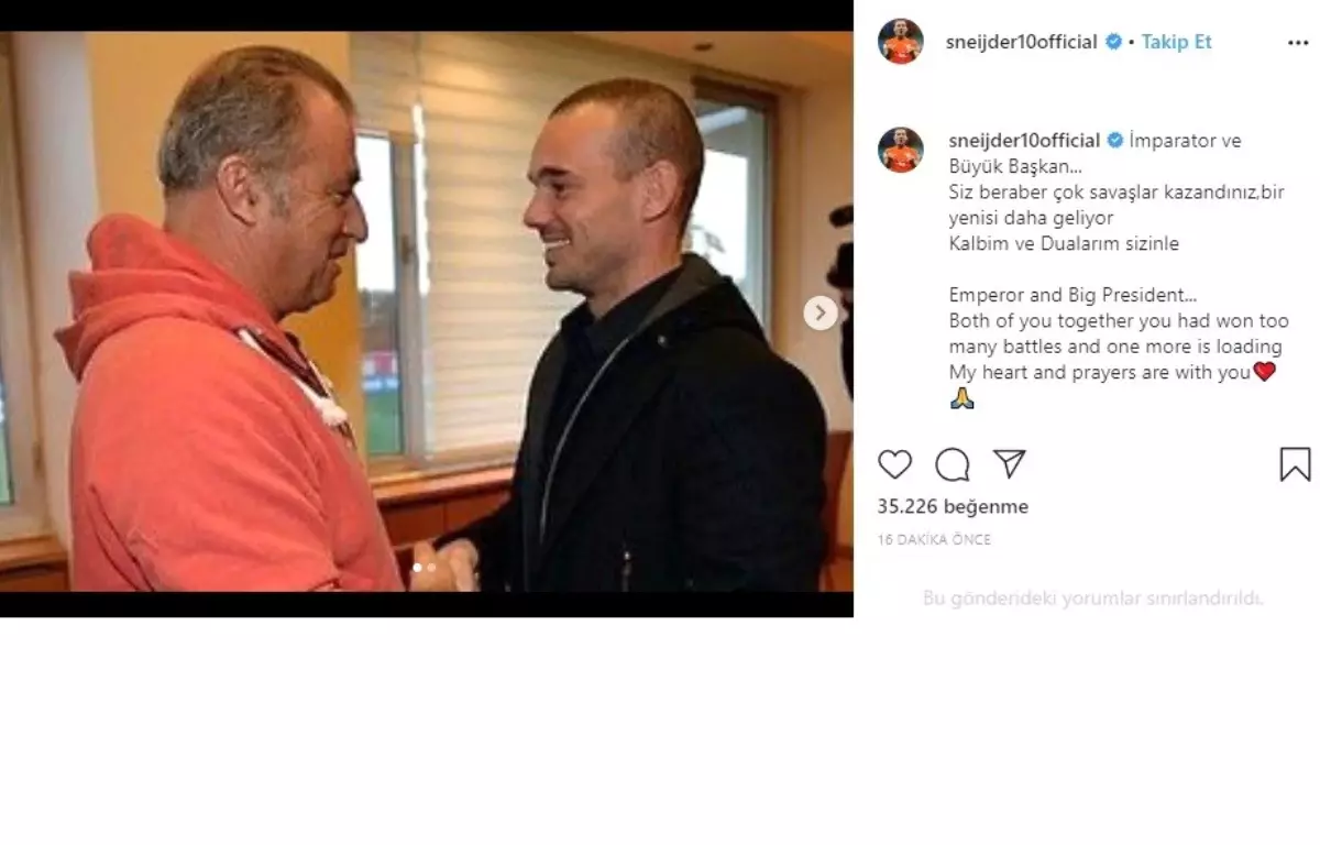 Wesley Sneijder\'den Terim ve Albayrak\'a geçmiş olsun mesajı