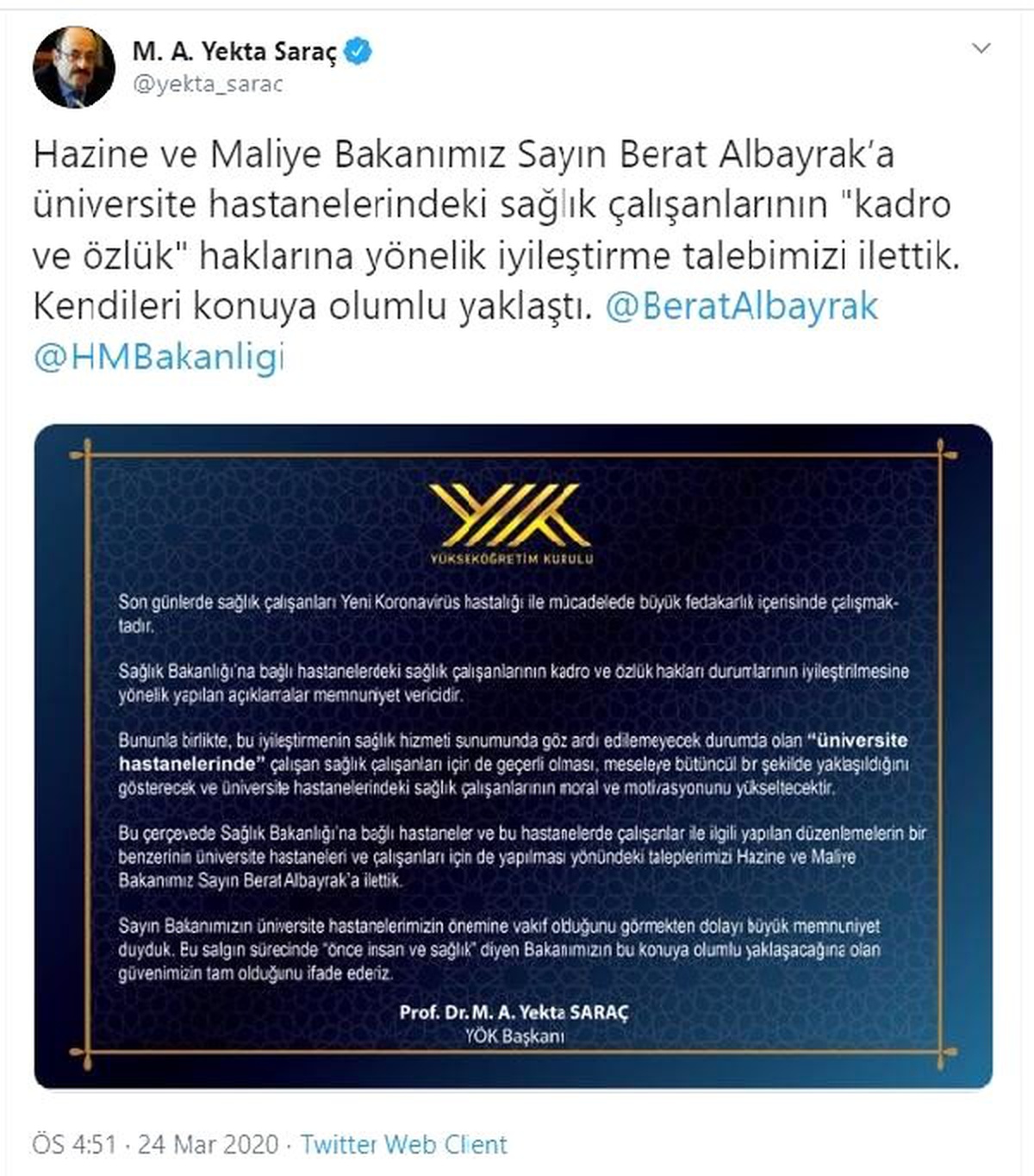 YÖK\'ün iyileştirme talebine Bakan Albayrak\'tan olumlu cevap