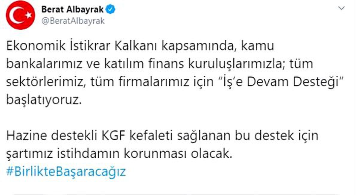 Bakan Albayrak: \'İş\'e Devam Desteği\' başlatıyoruz