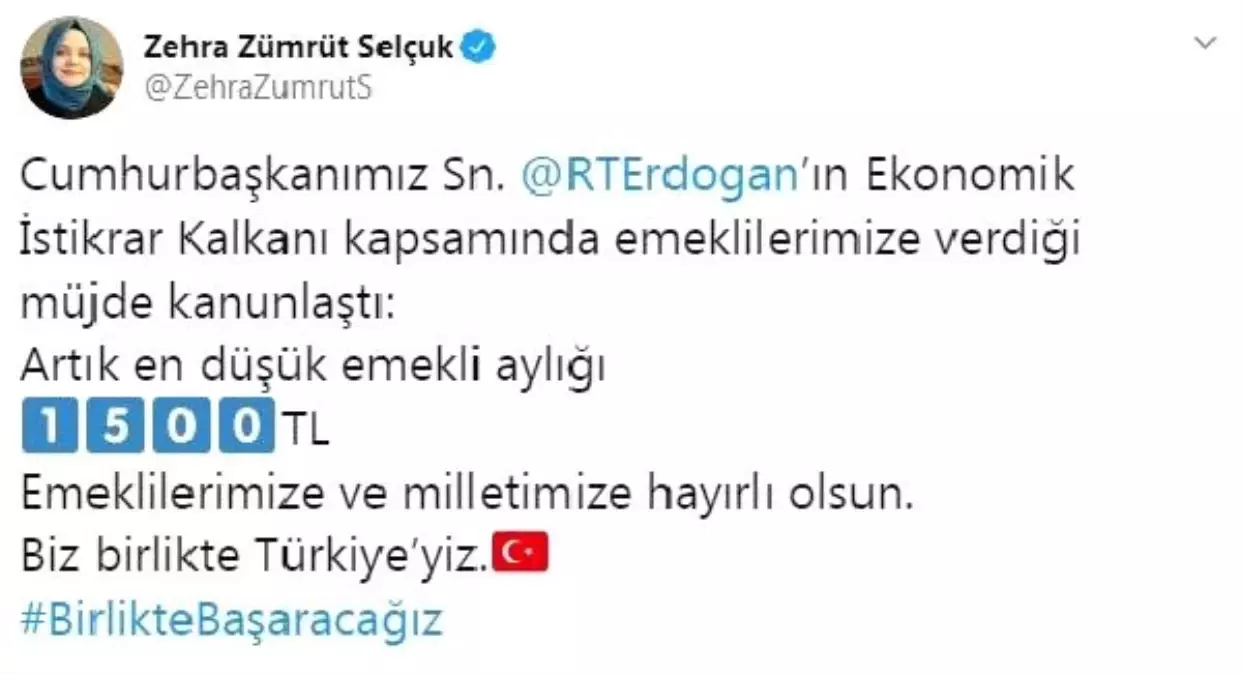 Bakan Selçuk: Artık en düşük emekli aylığı 1500 lira