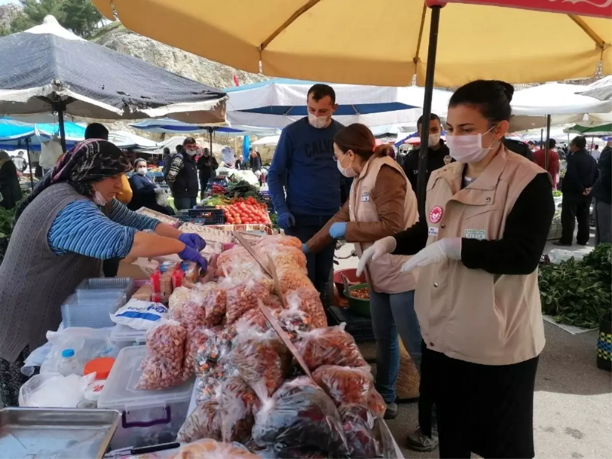 Eğirdir pazarında Korona virüs tedbiri