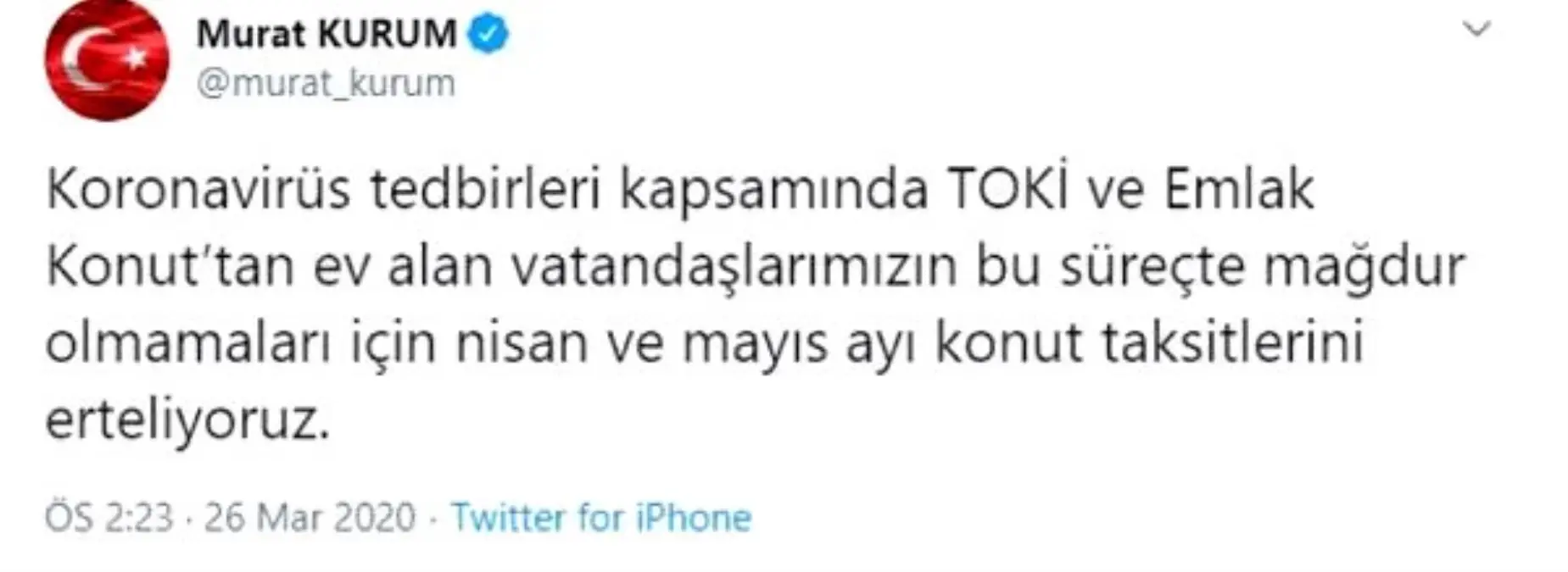 TOKİ ve Emlak Konut\'tan ev alanların 2 aylık taksit ödemeleri ertelendi