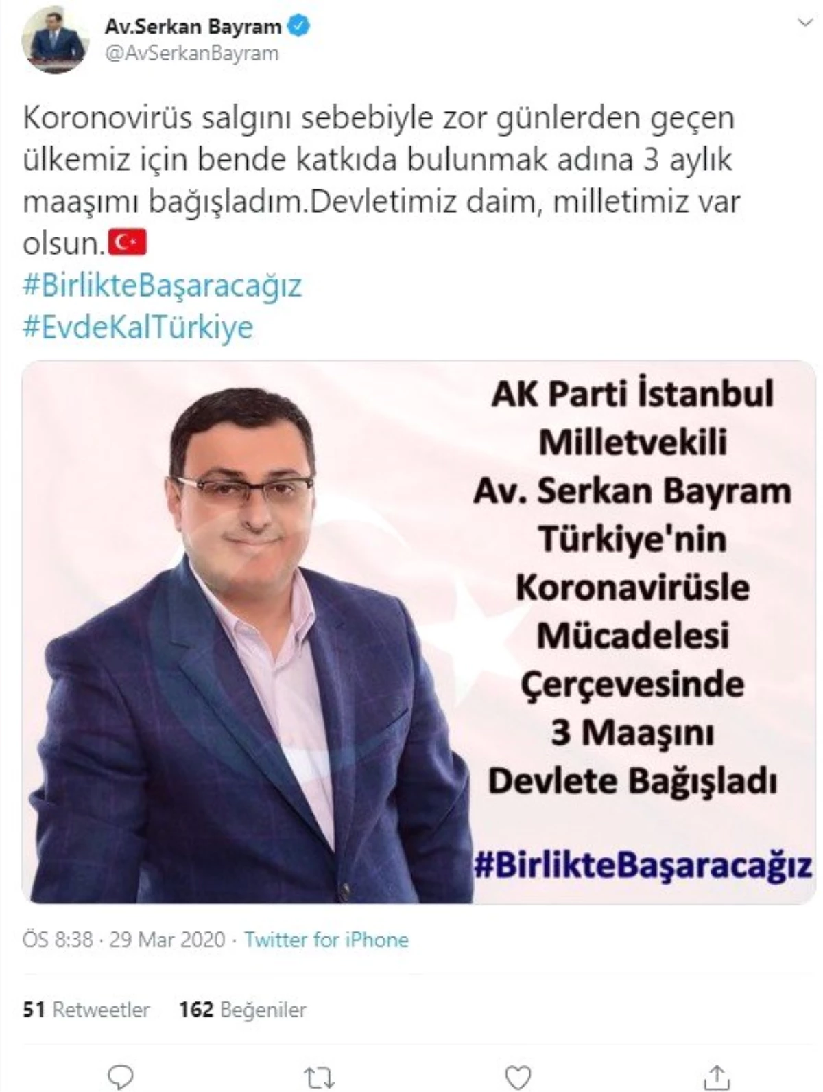AK Parti İstanbul Milletvekili\'nden korona virüsle mücadeleye anlamlı destek