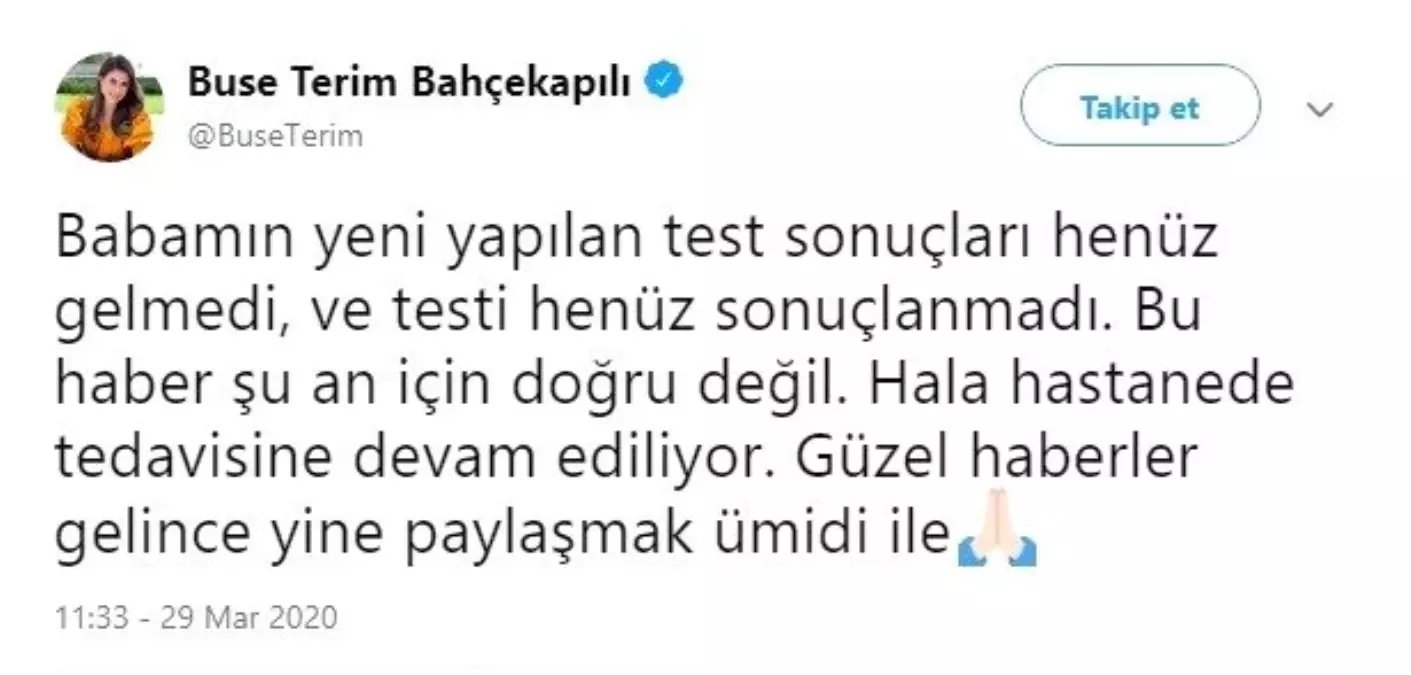 Buse Terim\'den Fatih Terim\'in sağlık durumuna ilişkin açıklama