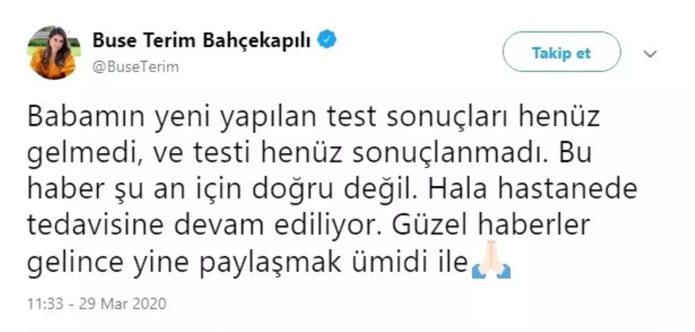 Buse Terim\'den Fatih Terim\'in sağlık durumuna ilişkin açıklama