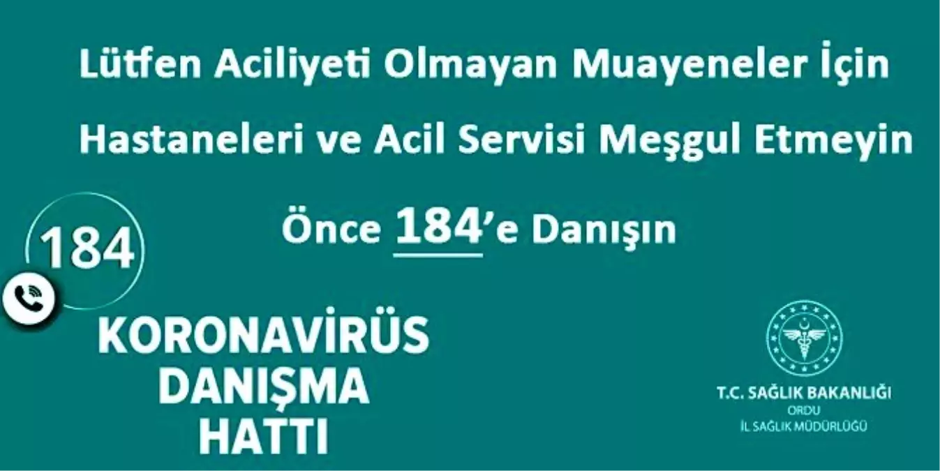 Sağlık müdürlüğü uyardı: "İlk önce 184\'ü arayın"