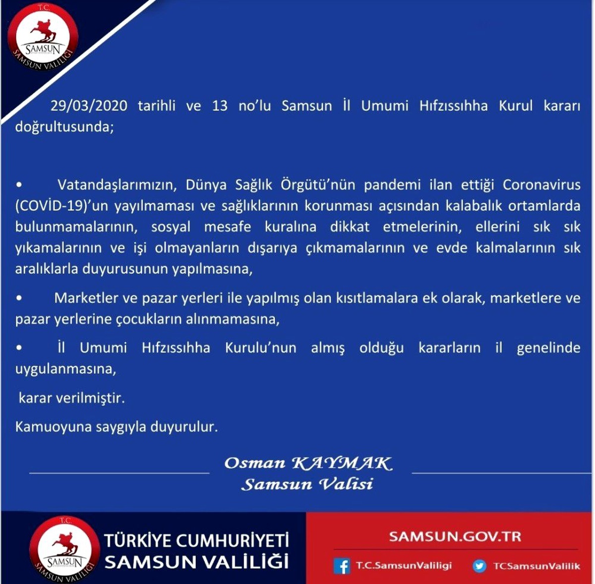 Samsun\'da marketlere ve pazar yerlerine çocuklar alınmayacak
