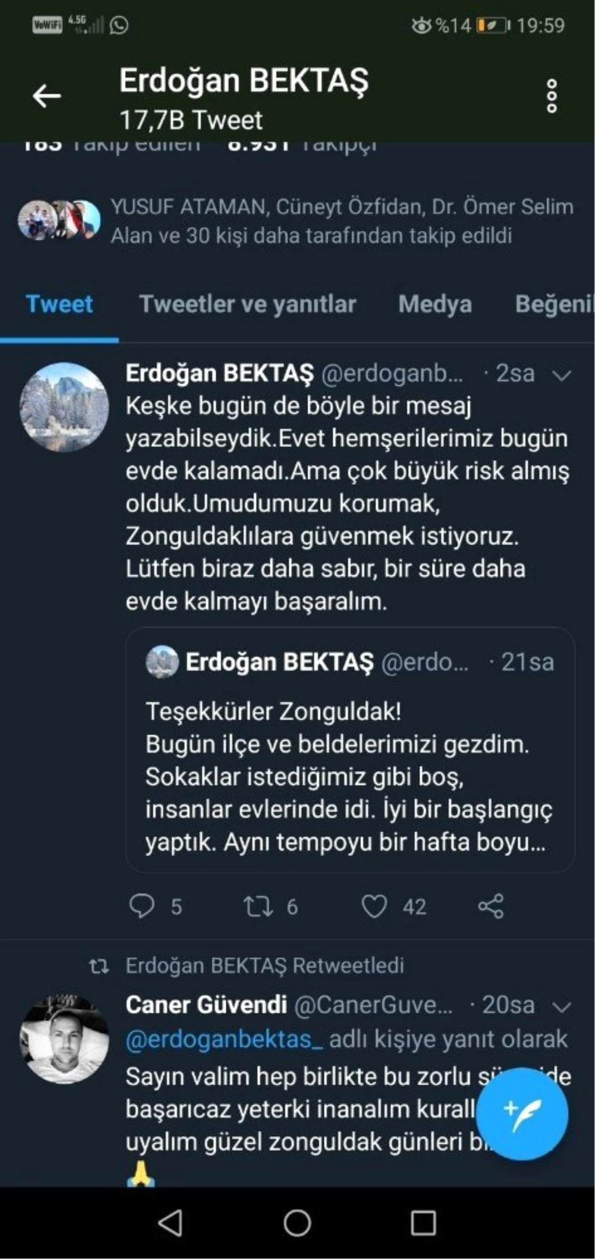 Vali Bektaş, "Umudumuzu korumak, Zonguldaklılara güvenmek istiyoruz"