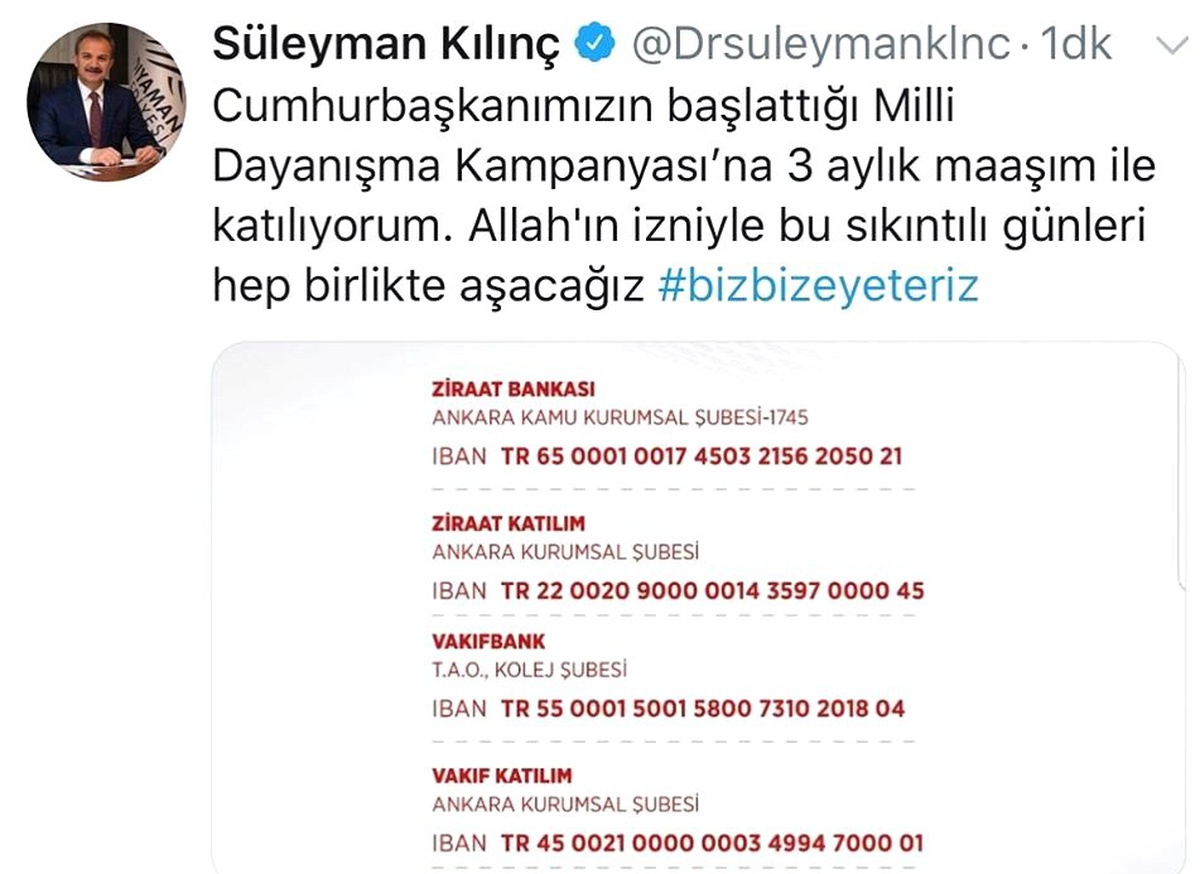 Başkan Süleyman Kılınç, 3 aylık maaşını bağışladı