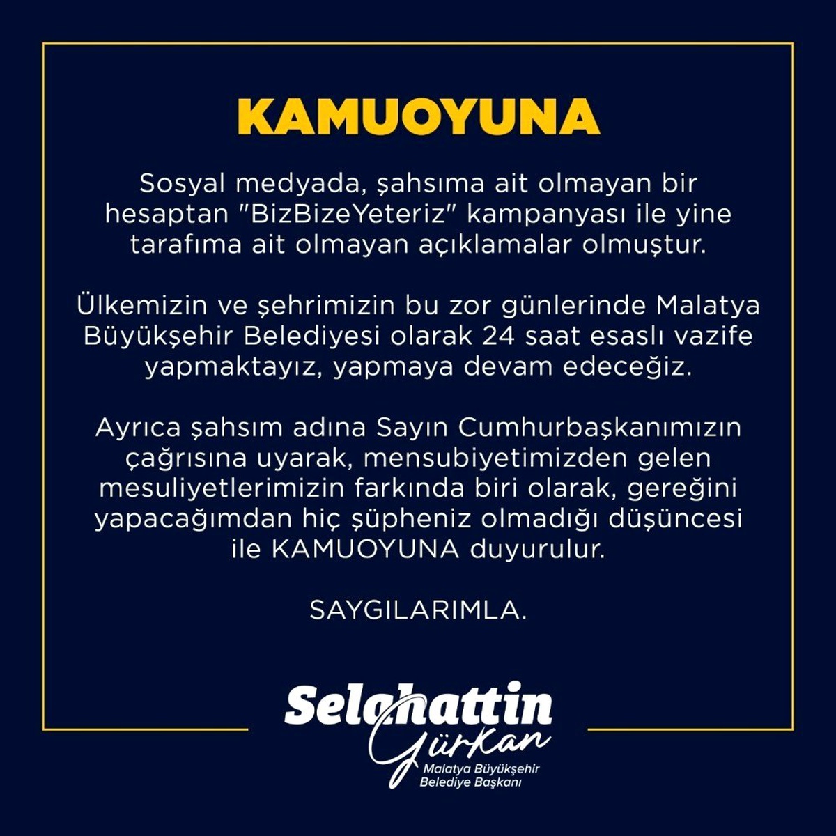 Belediye Başkanı Gürkan kampanya hesabına para yatıracak