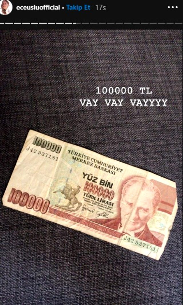 Karantinada olan Ece Uslu, para koleksiyonunu paylaştı