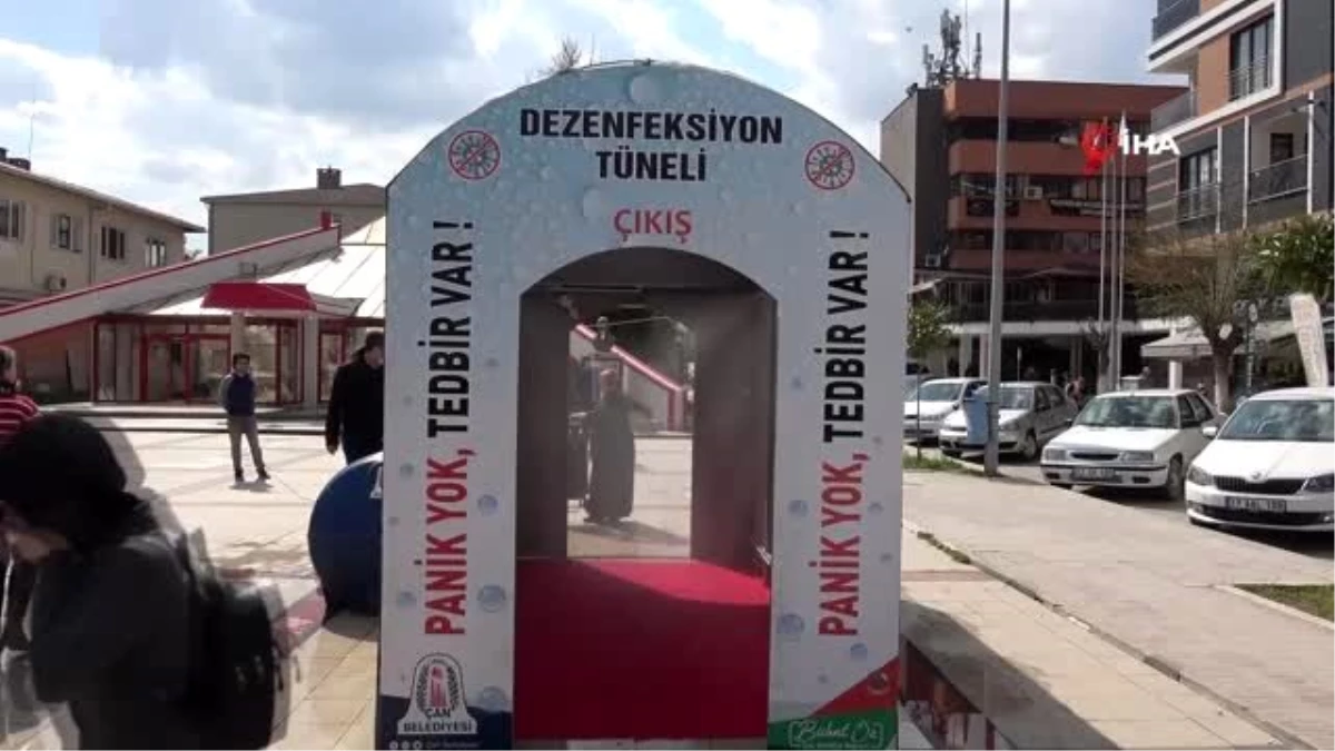 Korona virüse karşı dezenfekte tüneli kuruldu