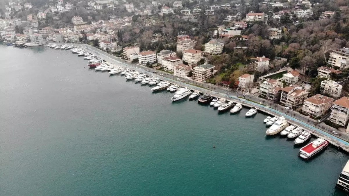 Boş kalan Arnavutköy-Bebek sahili havadan görüntülendi