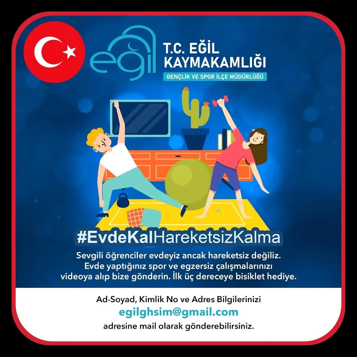 Eğil\'de gençler evde spor yapmaya yönlendiriliyor