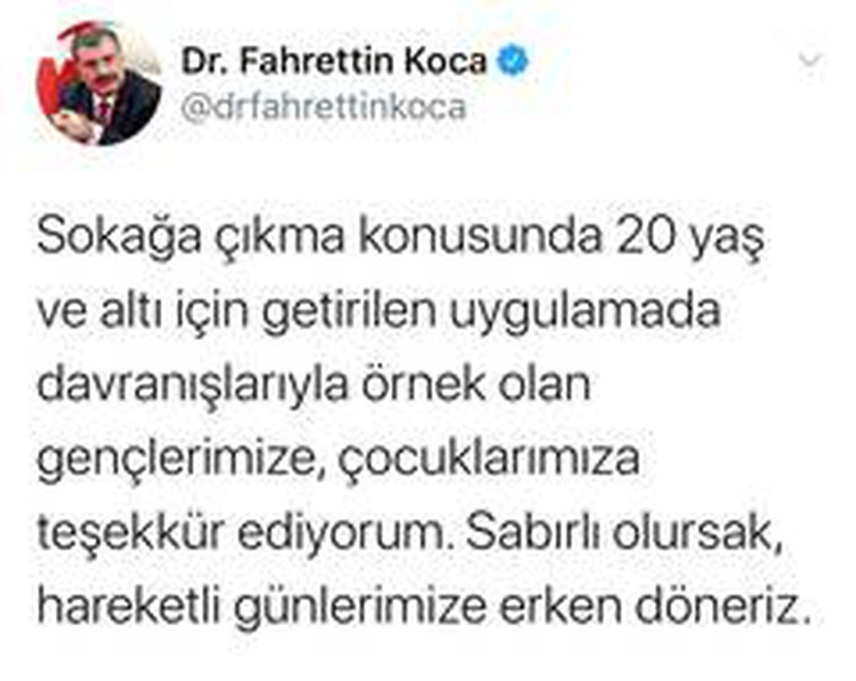 Bakan Koca\'dan gençlere teşekkür