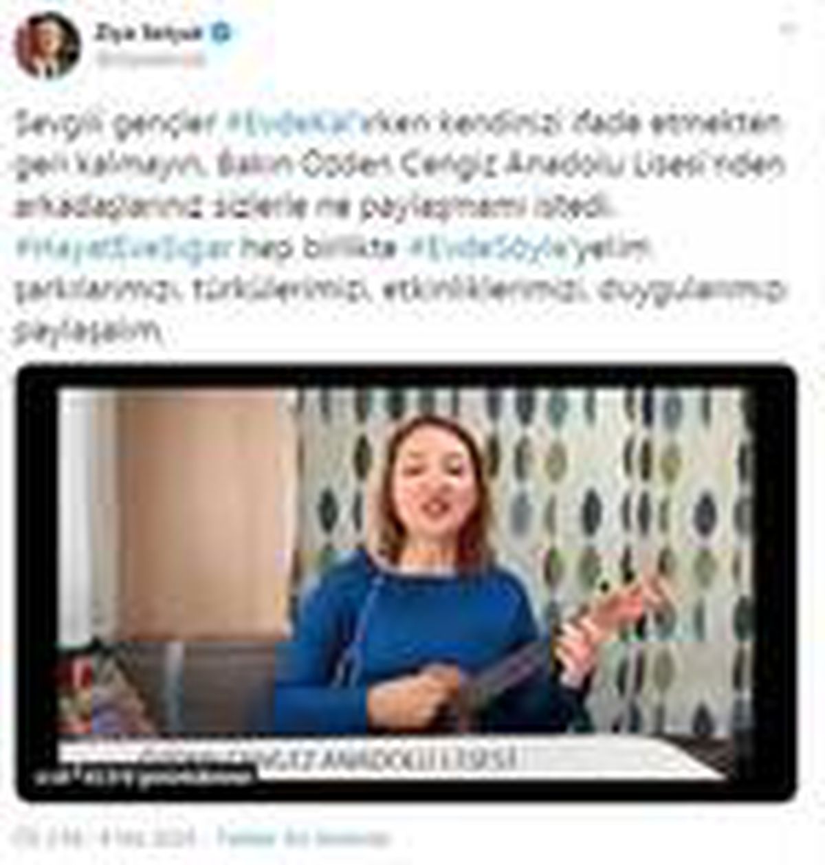 Bakan Selçuk\'tan, \'hayat eve sığar\' paylaşımı