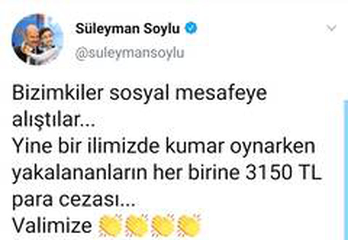 Bakan Soylu\'nun paylaştığı o ilde 11 kişiye 34 bin 650 TL ceza kesildi