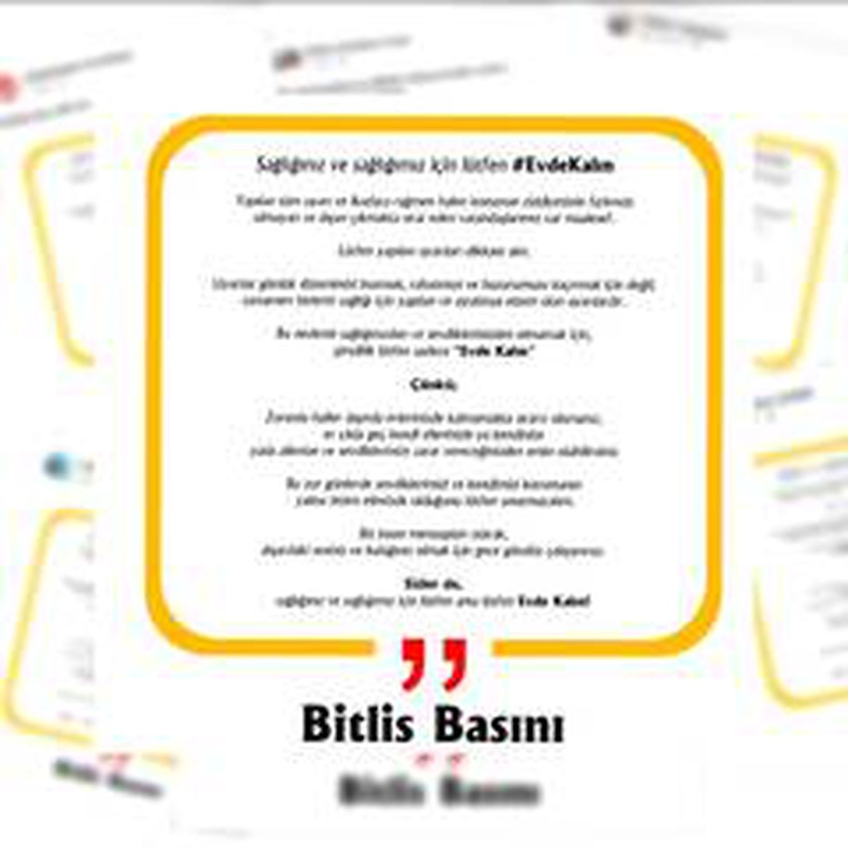Bitlis basınından \'evde kal\' çağrısı