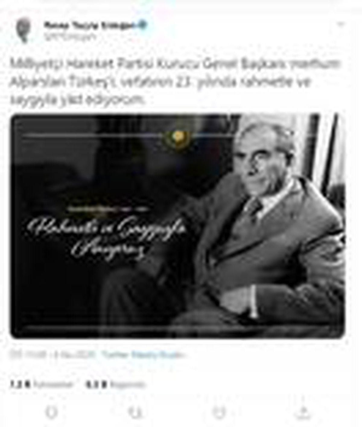 Cumhurbaşkanı Erdoğan\'dan, Alparslan Türkeş paylaşımı