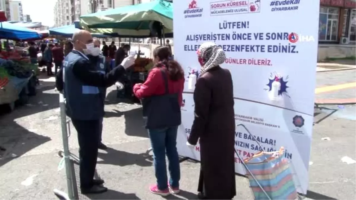 Diyarbakır\'da pazar girişlerinde korona virüs önlemi