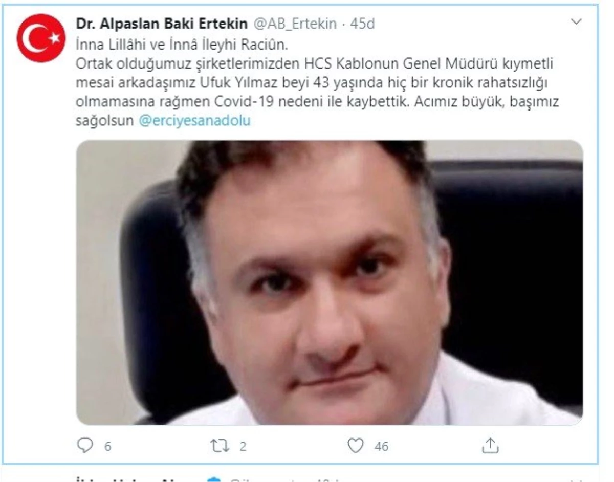 Erciyes Anadolu Holding\'de Ufuk Yılmaz Üzüntüsü