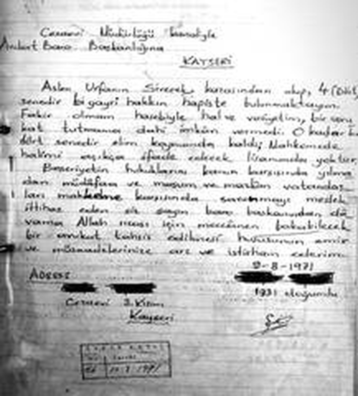 Kayseri Barosu\'nun paylaştığı 49 yıllık mektup büyük beğeni topladı