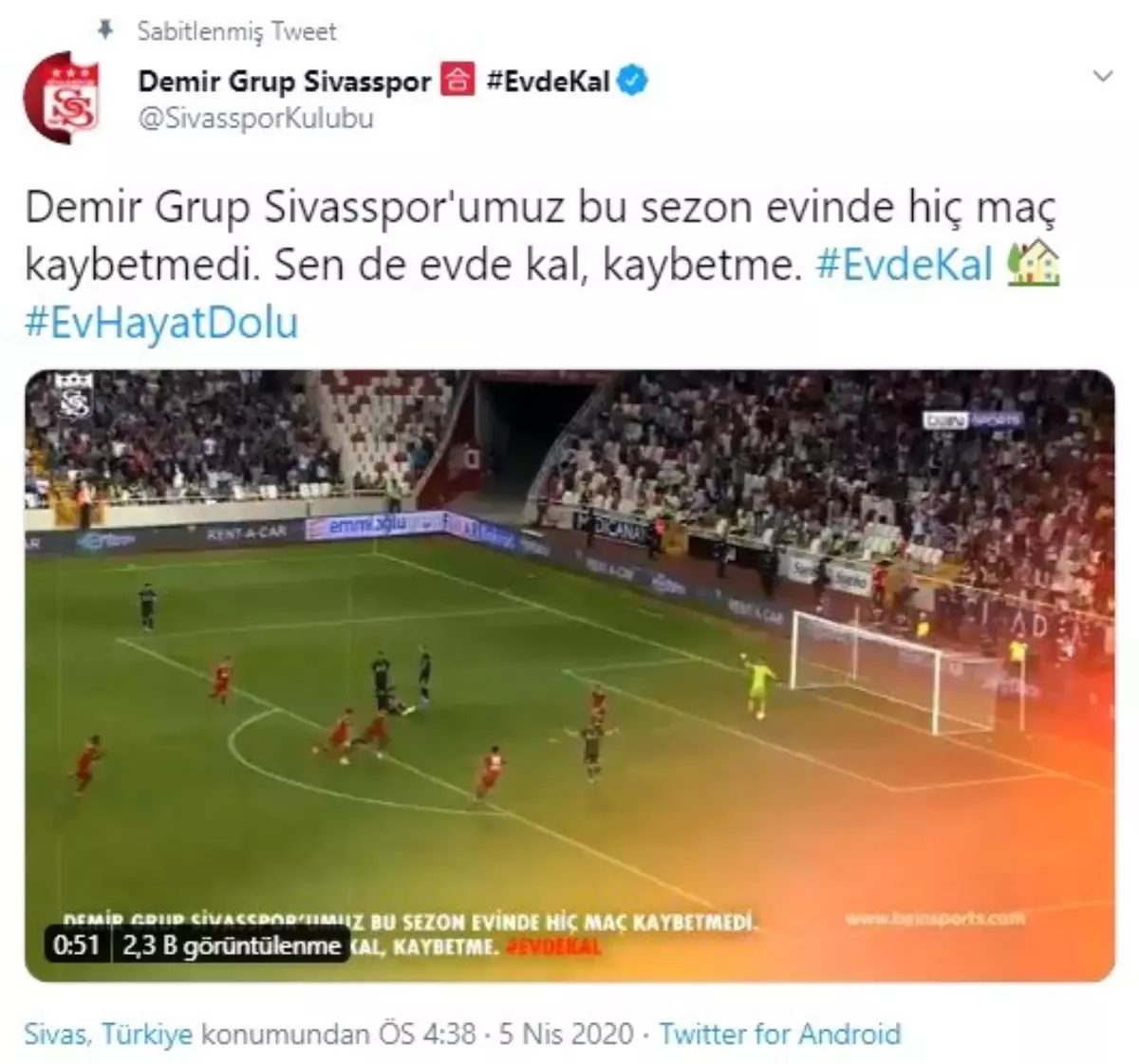 Sivasspor\'dan anlamlı paylaşım