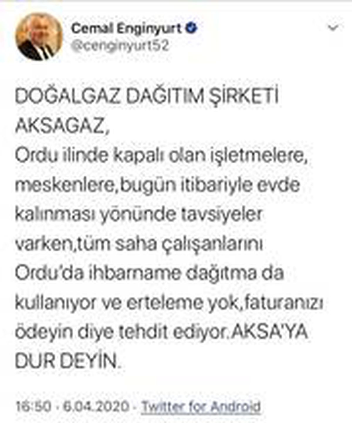 MHP\'li Enginyurt\'tan doğalgaz firmasına sert tepki