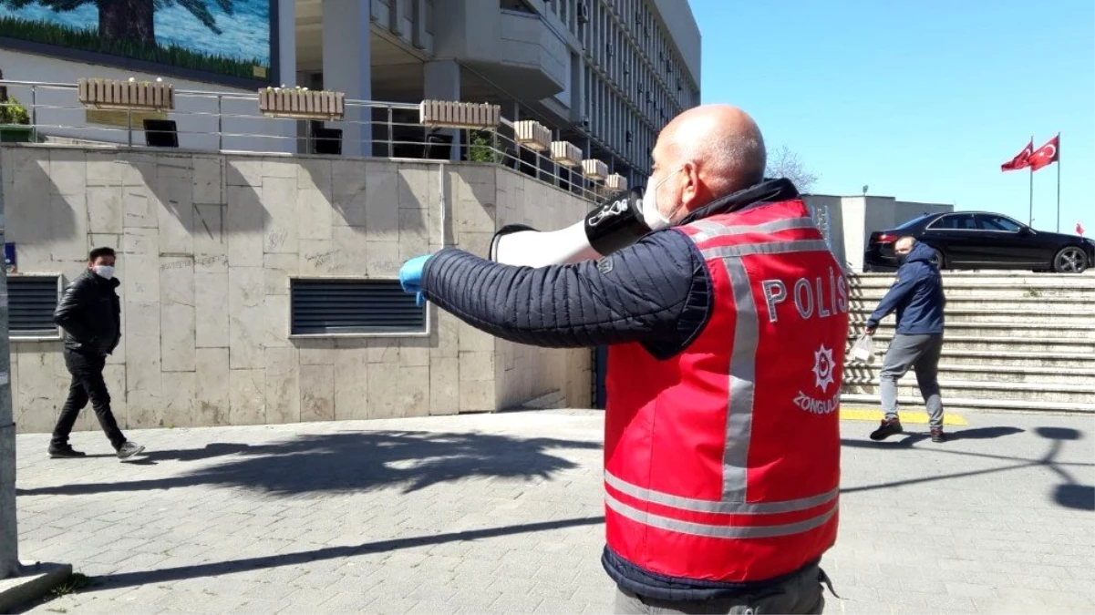 Zonguldak\'ta Polisten fatura kuyruğuna megafonlu ikaz