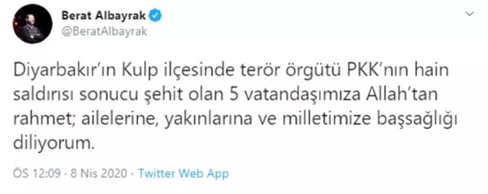 Bakan Albayrak\'tan başsağlığı mesajı