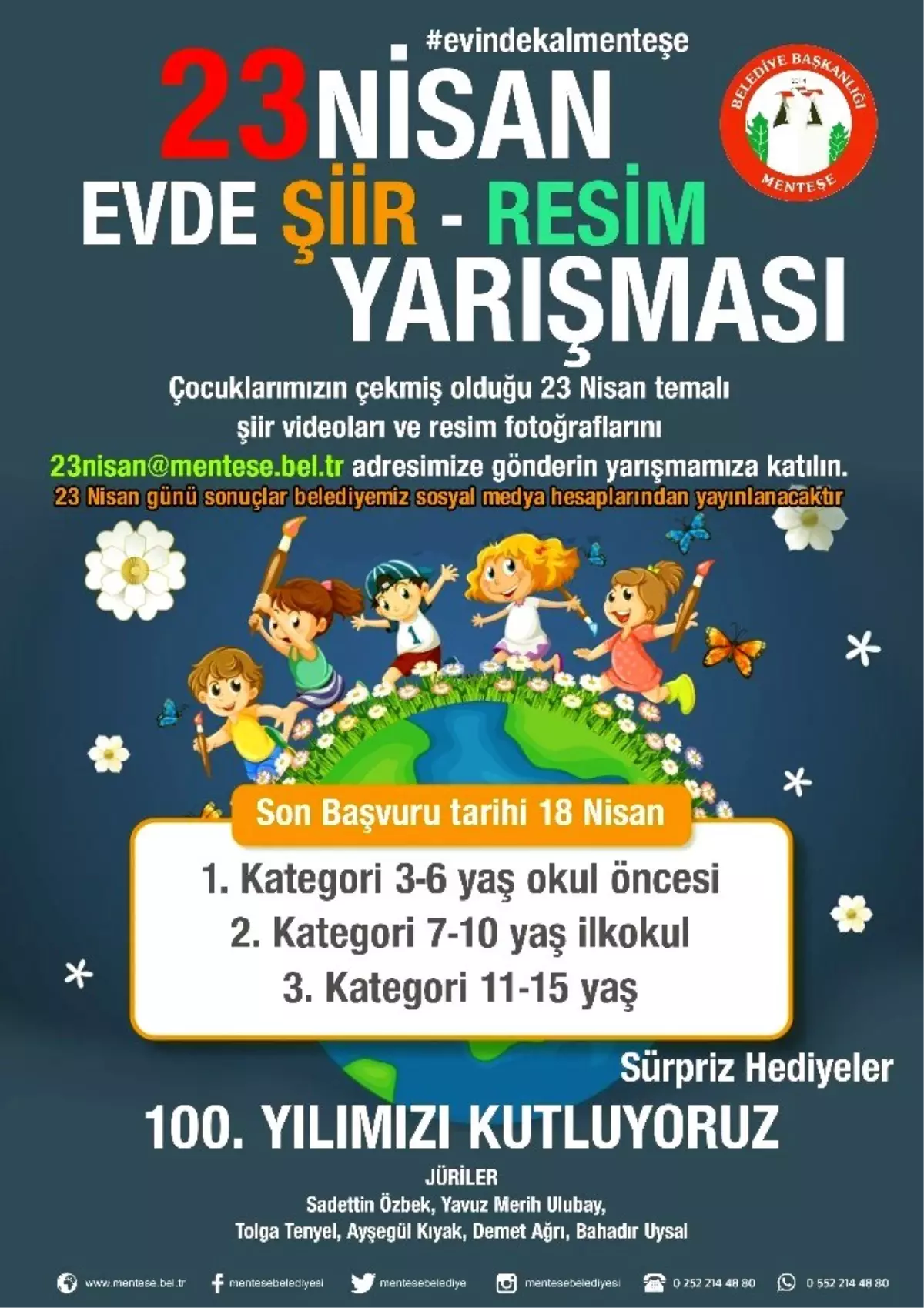 Menteşe\'de 23 Nisan temalı resim ve şiir yarışması