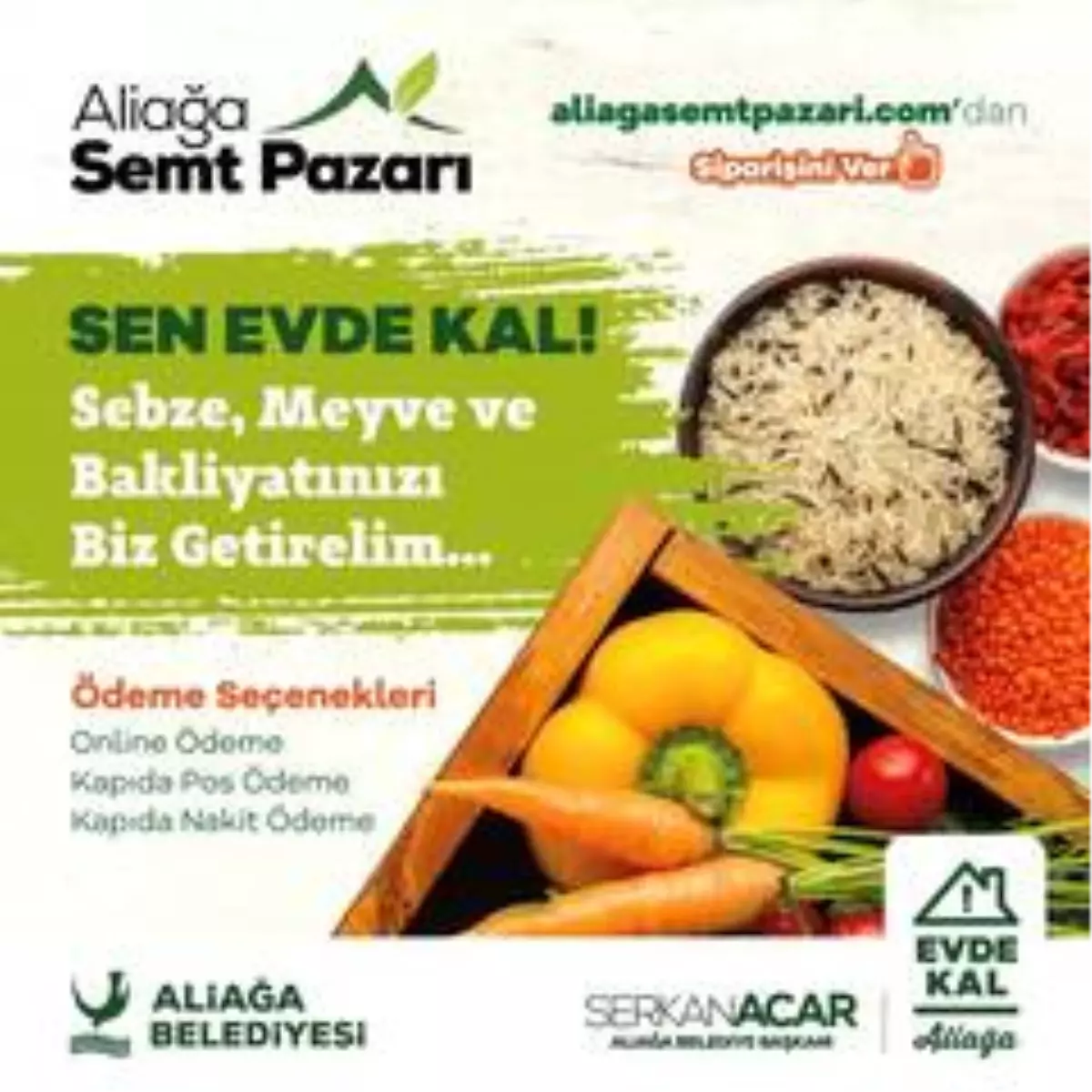 Aliağa Belediyesinde evde kalanlara online hizmet