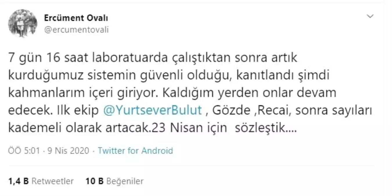 Korona virüs aşısı için çalışan Prof. Dr. Ovalı\'dan heyecanlandıran paylaşım