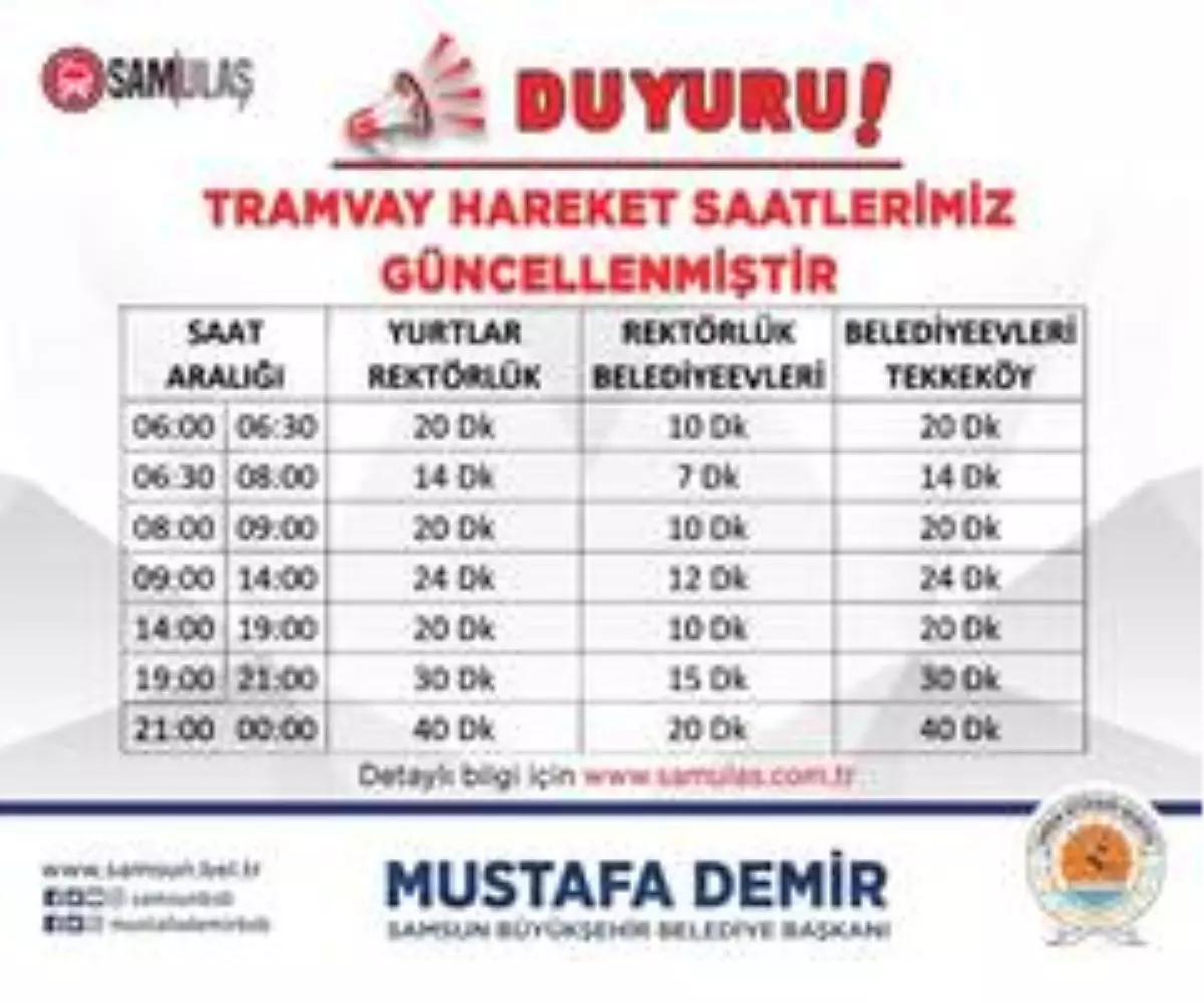Samsun\'da tramvay saatleri değişti